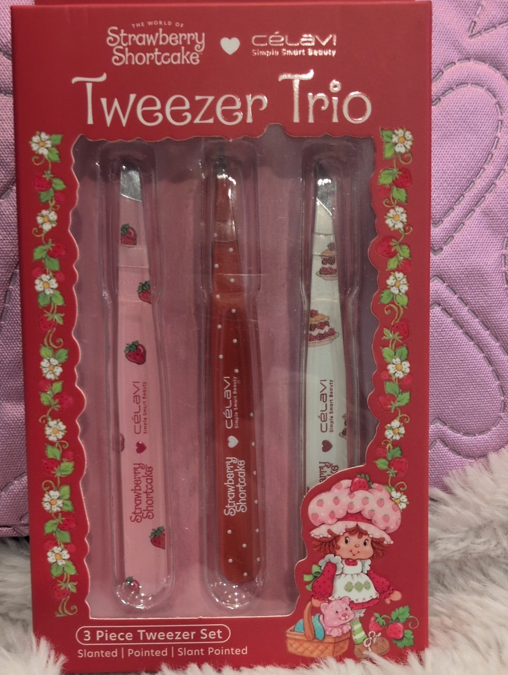 CéLaVi Strawberry Shortcake Tweezers Trio - Pink, Red & White